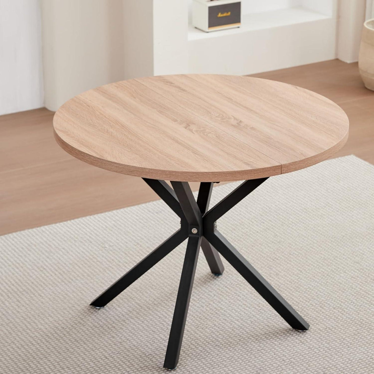 Moderner Esstisch Set 100cm rund + 4 Cord Stühle