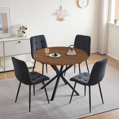 Moderner Esstisch Set 100cm rund + 4 Cord Stühle