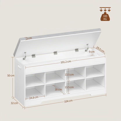 Sitzbank mit Schuhfach | Schuhschrank Leinenweiß | 104x32x50cm