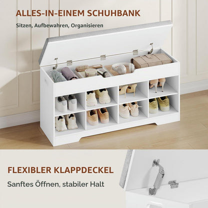 Sitzbank mit Schuhfach | Schuhschrank Leinenweiß | 104x32x50cm