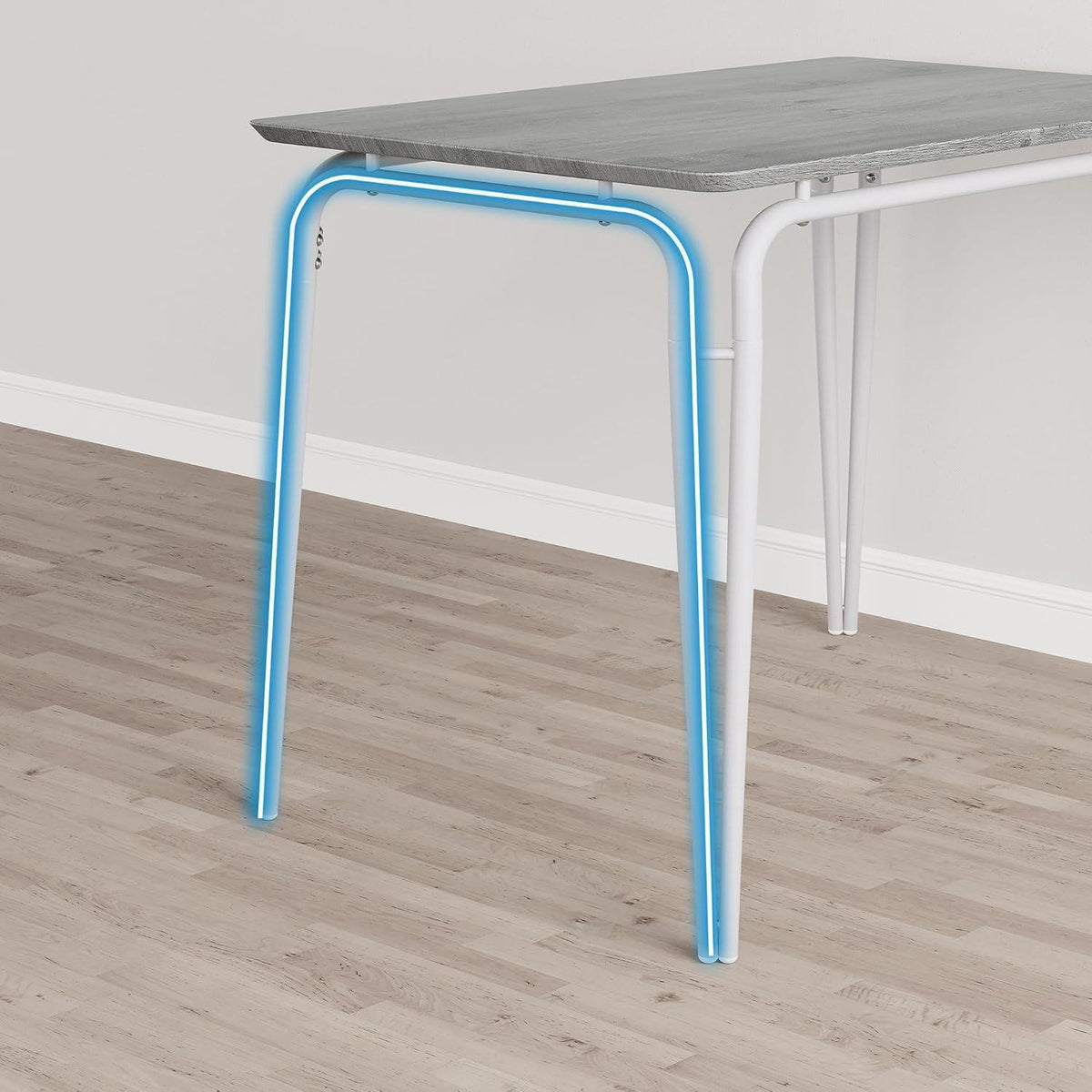 Esszimmer Set Grau-Weiß: Tisch + 4 gepolsterte Stühle
