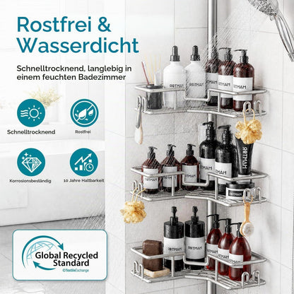Teleskop Duschablage Eckregal Ohne Bohren – Rostfrei & Verstellbar