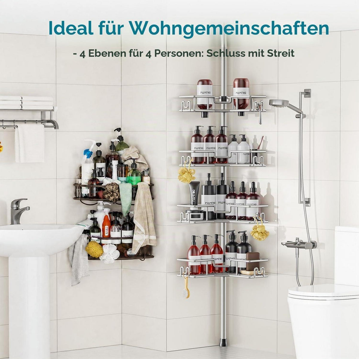 Teleskop Duschablage Eckregal Ohne Bohren – Rostfrei & Verstellbar
