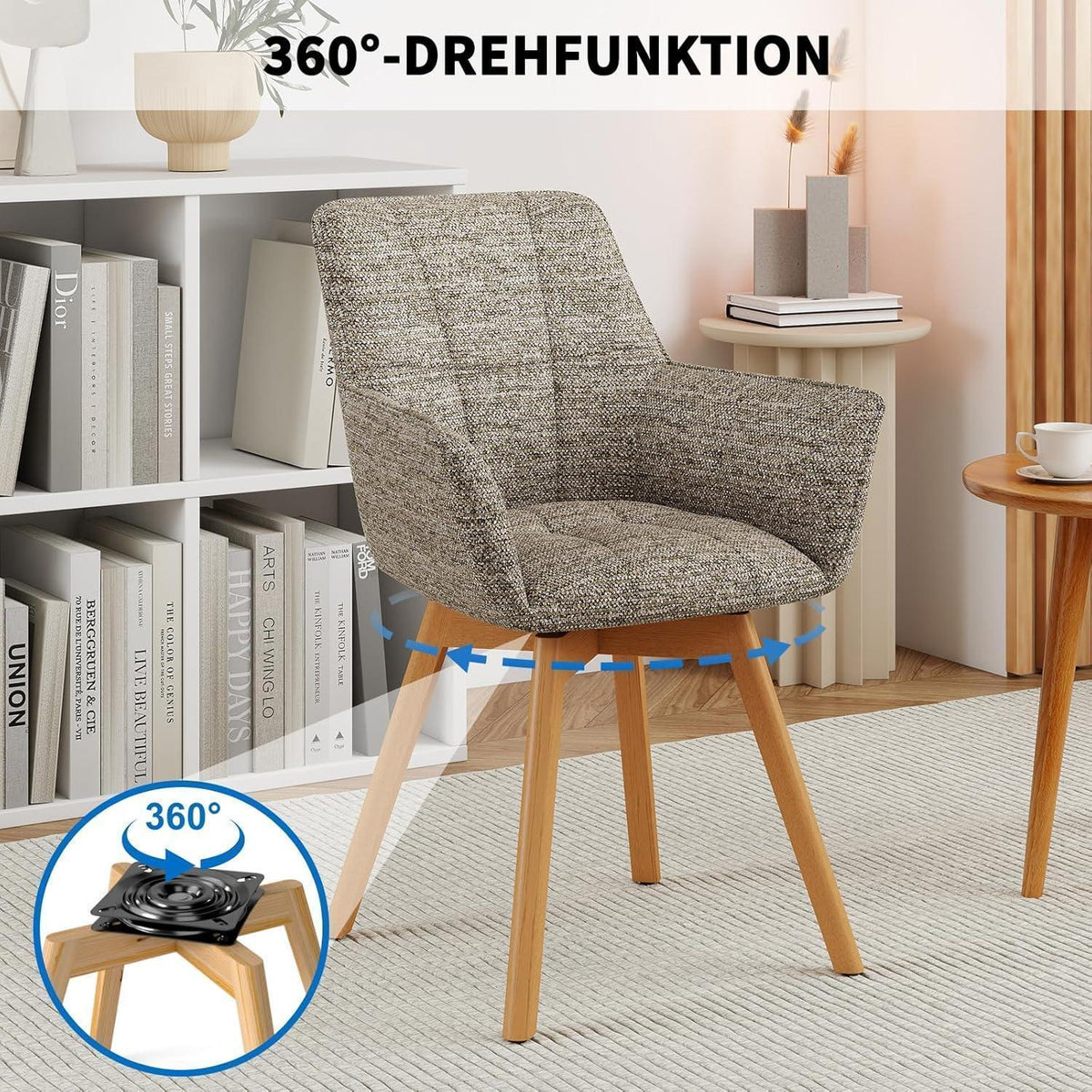 6er Set Drehstühle Samt, Braun – Esszimmer & Wohnzimmer