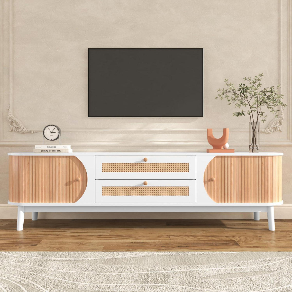 TV-Bank Landhausstil mit Rattan & Holz – 170cm
