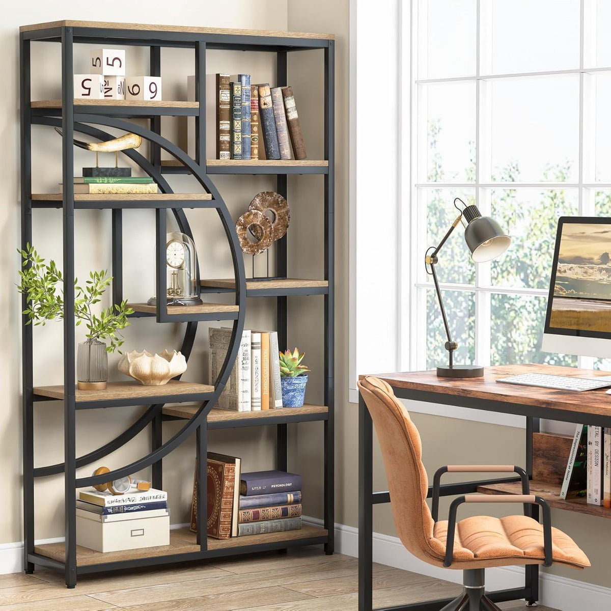 Industrielles Bücherregal 5-Etagen – Hohes Etagere für Wohnzimmer