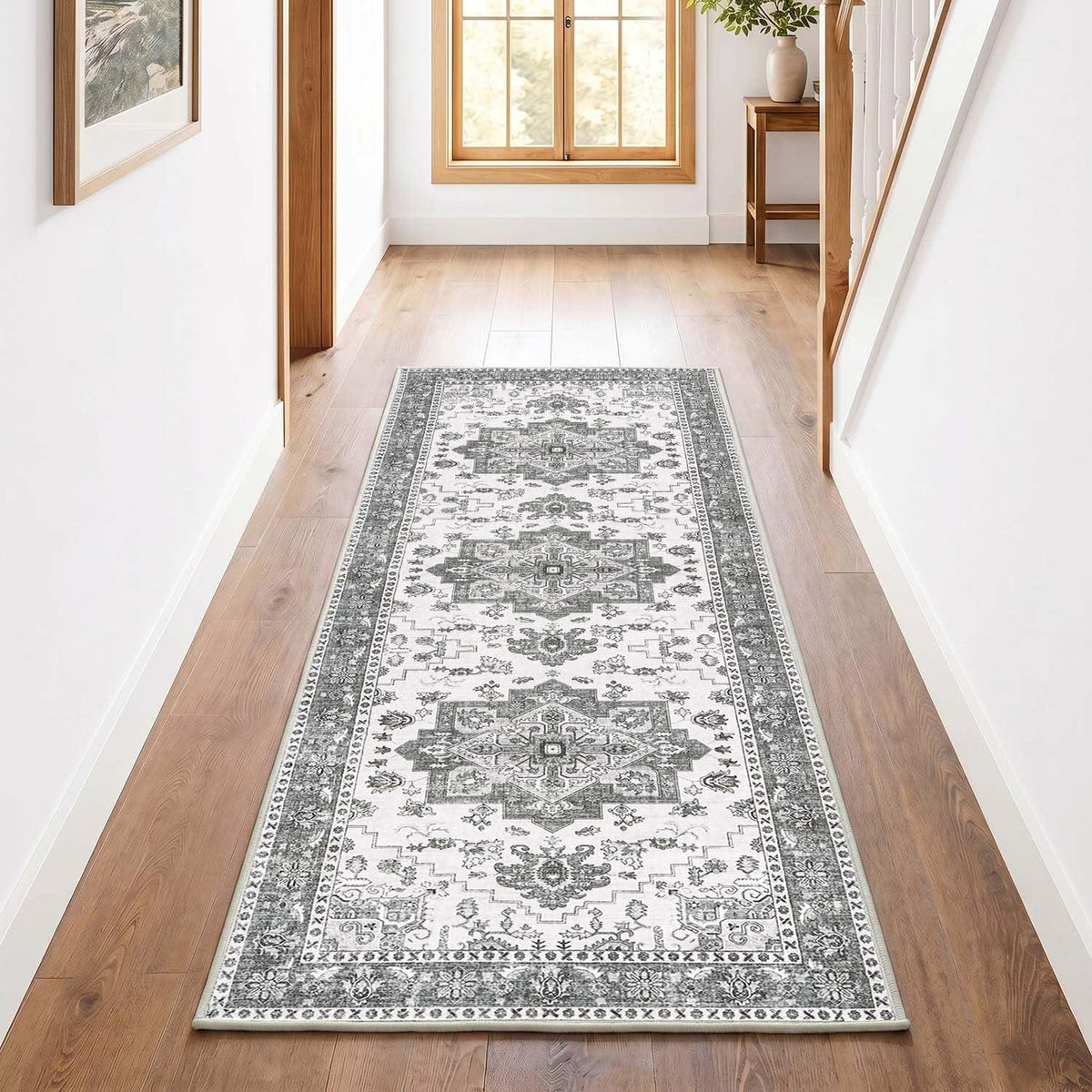 Vintage Küchenläufer Grau 60x180 cm – Waschbar & Rutschfest