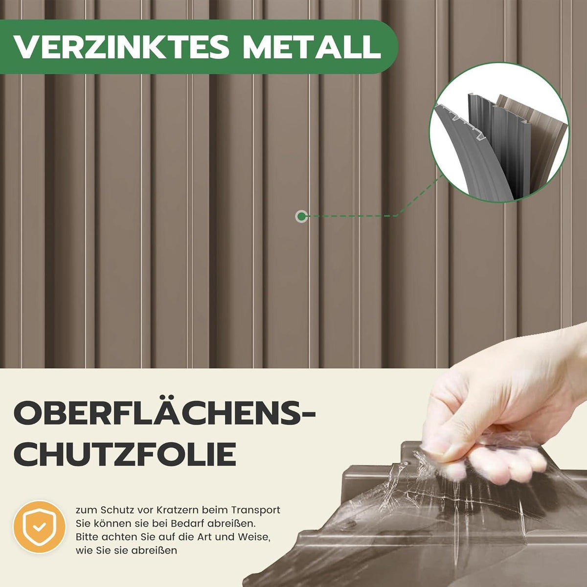 Gartenhaus Metall 196x119cm – Gerätehaus mit Pultdach Braun