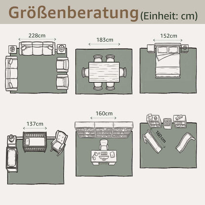 Vintage Kurzflor Teppich 240x340 cm Beige – Waschbar & Faltbar