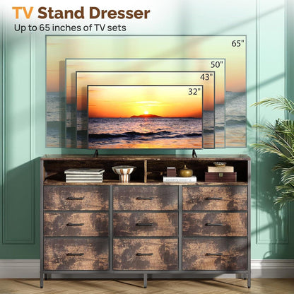 Vintage Kommode mit 9 Schubladen, 140x30x87 cm