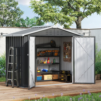 Gartenhaus Metall 196x119cm – Gerätehaus mit Pultdach & Tür
