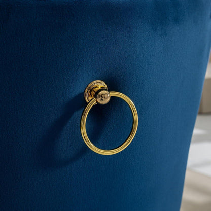 Esszimmerstuhl Set 2er – Samt, Blau & Gold, Hohe Rückenlehne