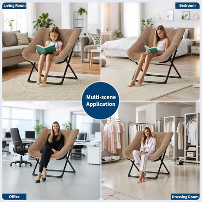 Klappbarer Lesesessel mit Fußhocker – Braun