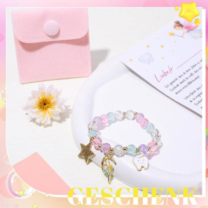 Zahnfee Geschenk Mädchen: Perlenarmband mit Postkarte