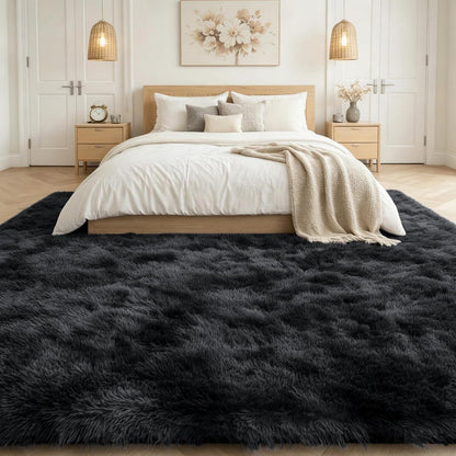 Hochflor Teppich Tie Dye 160x220 cm Schwarz
