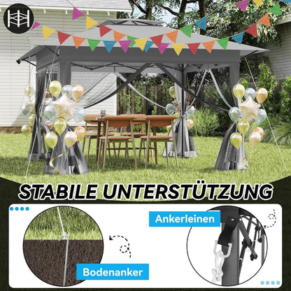 4x4m Faltpavillon mit Moskitonetz & UV-Schutz