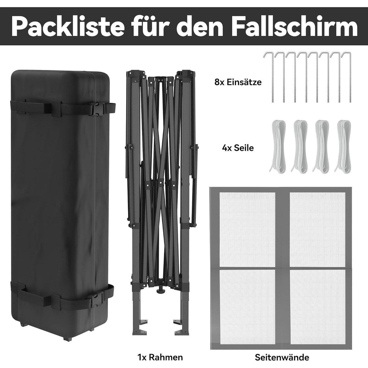 4x4m Faltpavillon mit Moskitonetz & UV-Schutz