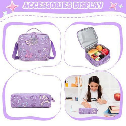 Schulrucksack Trolley Mädchen Krone Design – Lila Kinderrucksack mit Rollen