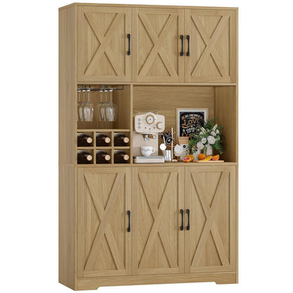 Küchenschrank mit Arbeitsplatte & Glastüren – Braun 180x40x80cm