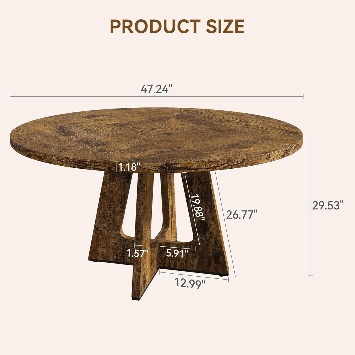 Runder Esstisch 120cm | Küchentisch für 4-6 Personen | Vintage Stil