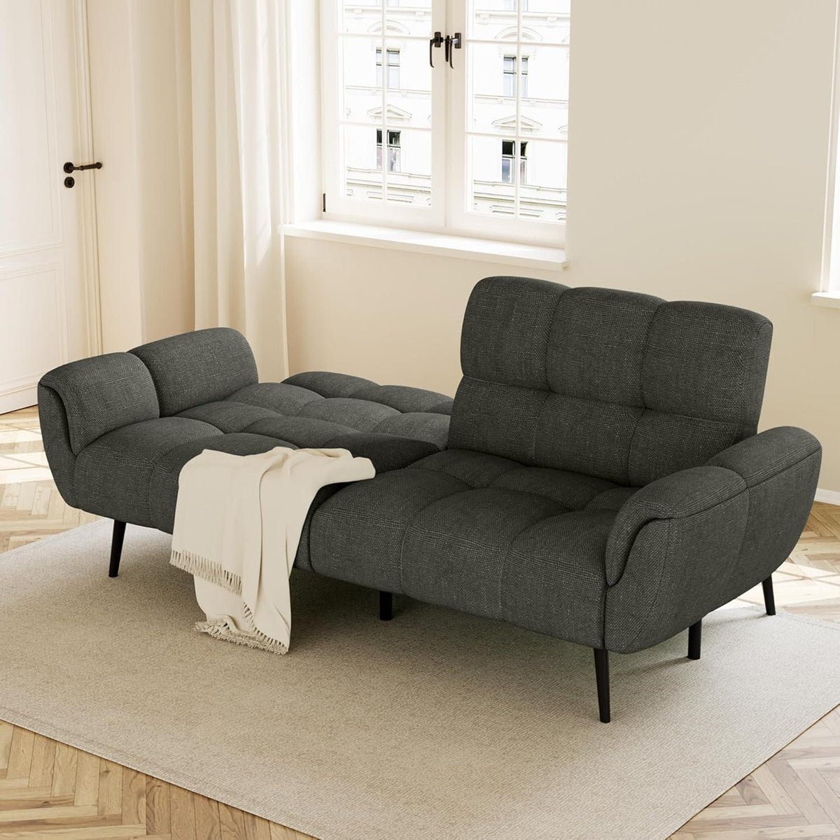 Schlafsofa 3-Sitzer Dunkelgrau – Bequem & Vielseitig