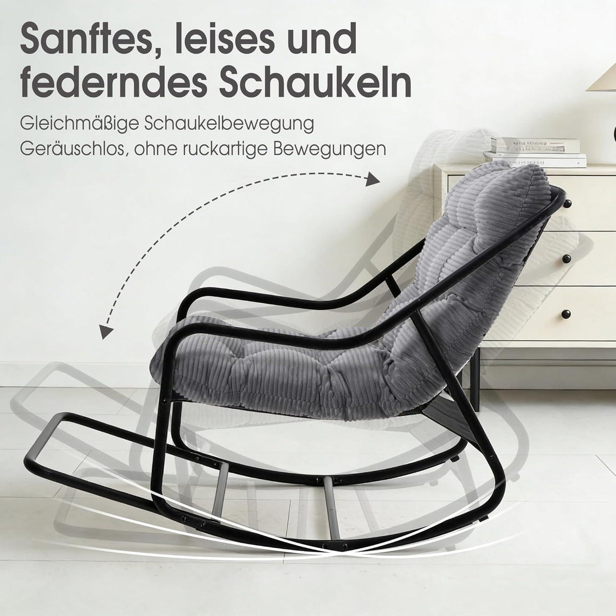 Übergroßer Schaukelstuhl – Gemütlicher Papasan Stuhl Dunkelgrau