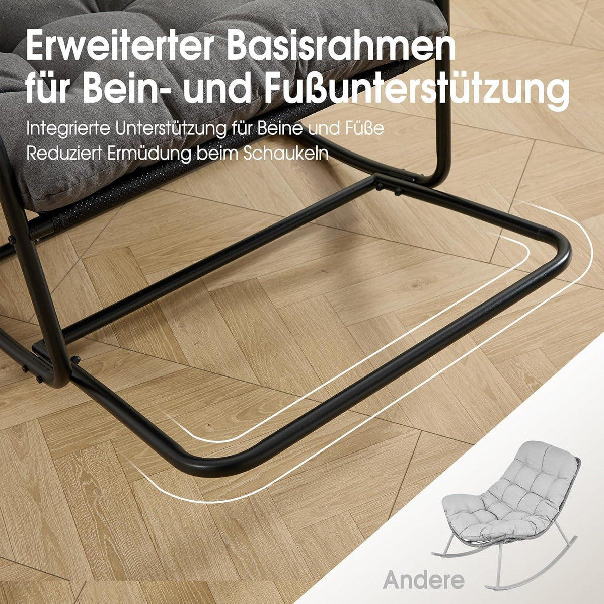 Übergroßer Schaukelstuhl – Gemütlicher Papasan Stuhl Grau