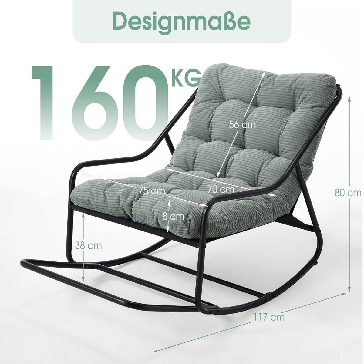 Übergroßer Schaukelstuhl – Gemütlicher Papasan Stuhl Grün