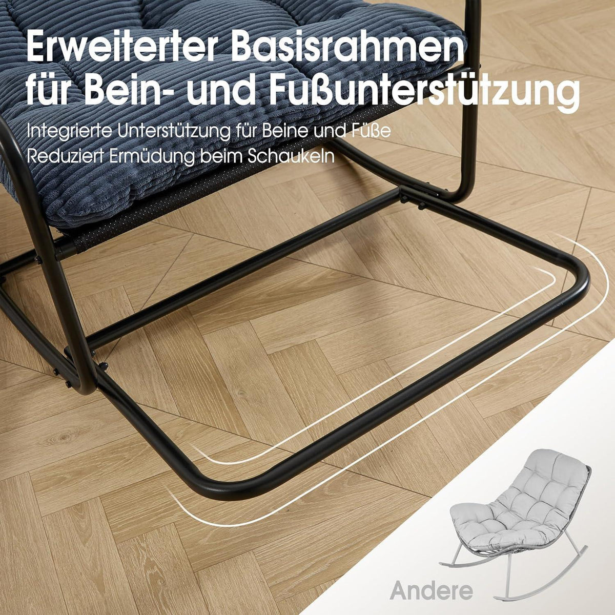 Übergroßer Schaukelstuhl – Gemütlicher Papasan Stuhl Marineblau