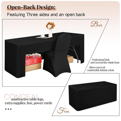 4x Tischdecke Schwarz Rechteck 6ft – Waschbar & Vielseitig
