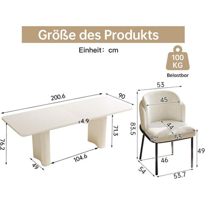 Essgruppe 5-teilig Creme Weiß – Skandinavisch Modern