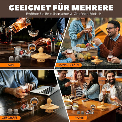 Whisky Räucher Set mit Brenner & 4 Holzsorten – Geschenk für Männer