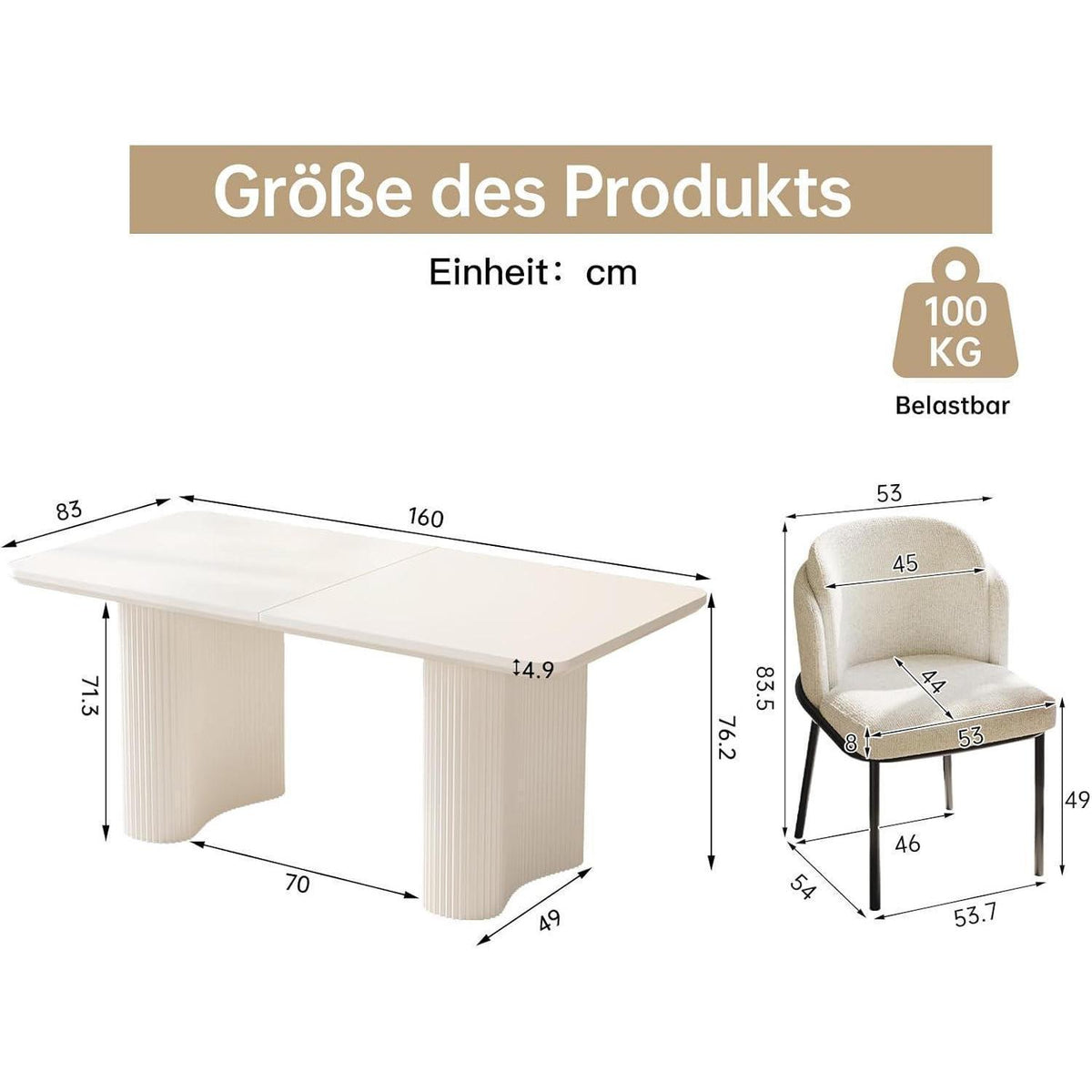 Essgruppe 5-teilig Creme Weiß – Skandinavisch Modern