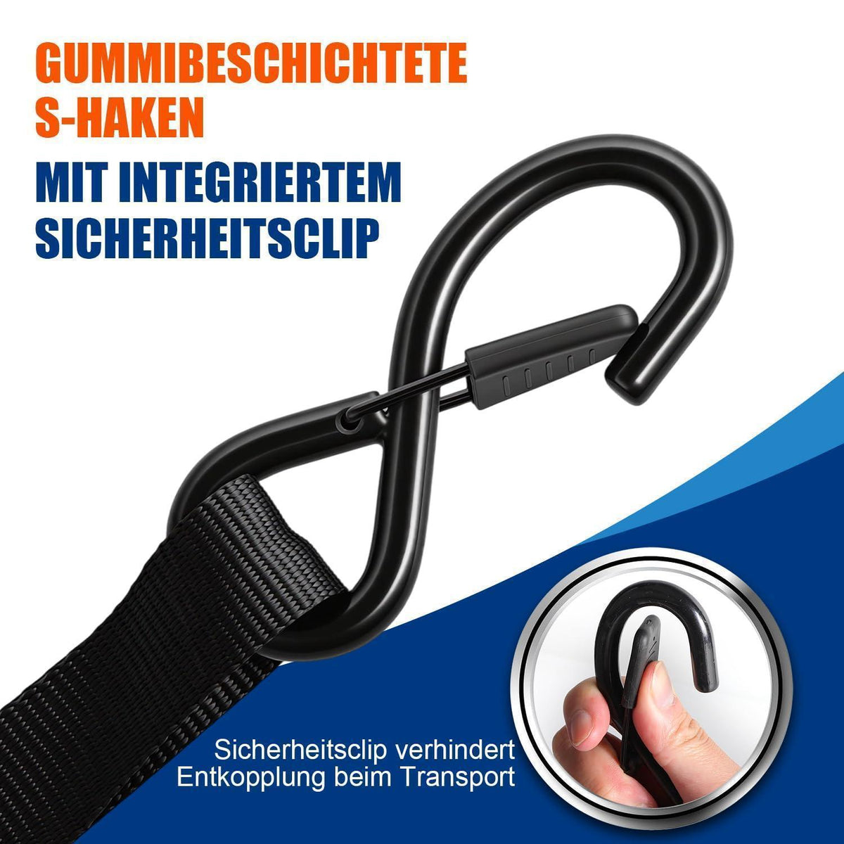 4x Automatischer Spanngurt 3m | 750kg Bruchlast | Schwarz