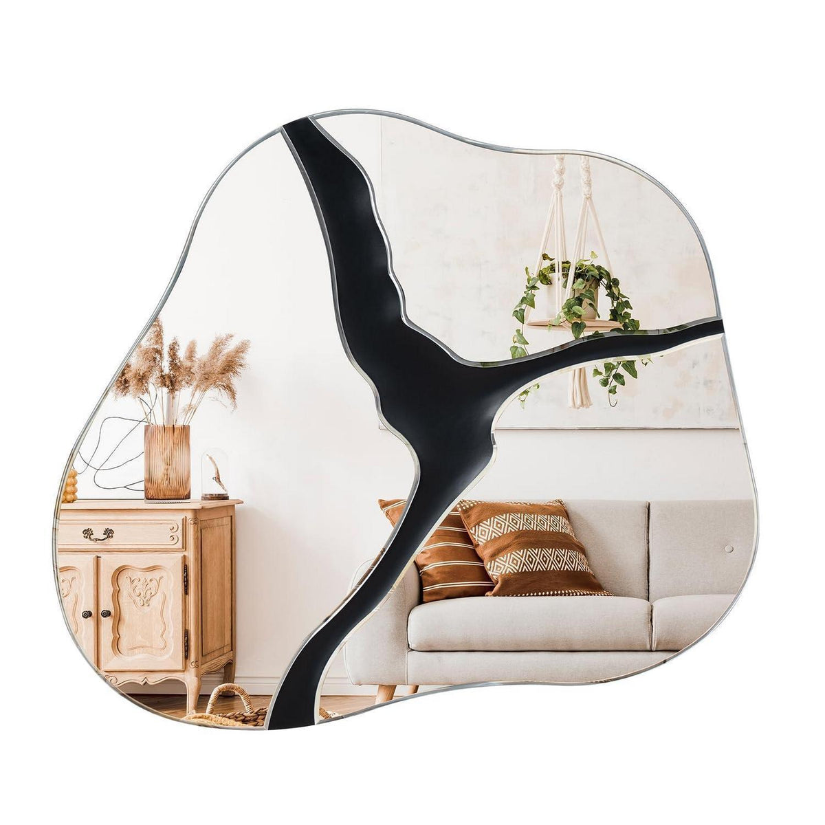 Asymmetrischer Wandspiegel Wolke 80x70cm | Dekorativer Spiegel für Wohnzimmer