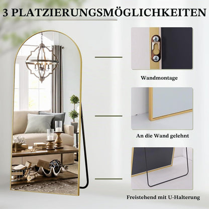 Großer Ganzkörperspiegel 180x67 cm – Stand- & Wandspiegel Gold