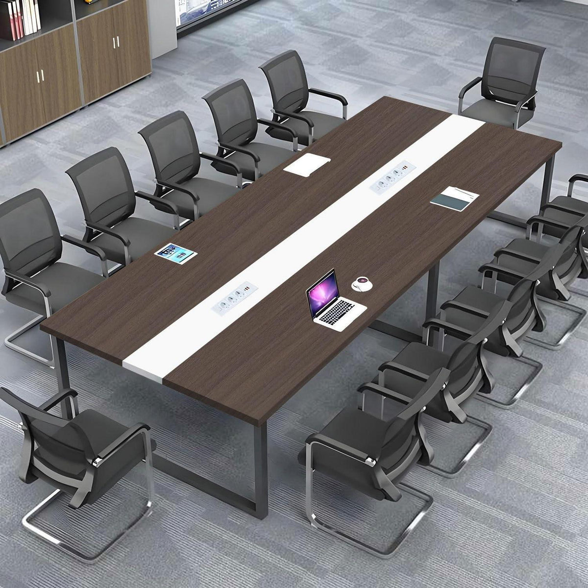 Konferenztisch 200x120cm mit Kabeldurchführung – Modern & Stabil