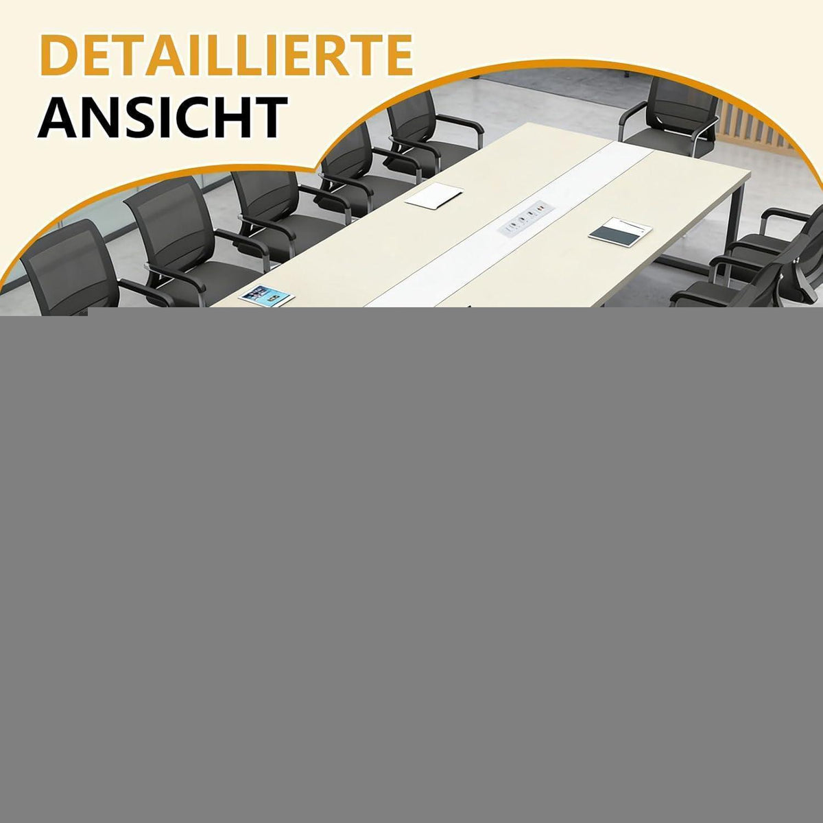 Konferenztisch D200 – Modern, Kabeldurchführung, Büro & Meeting
