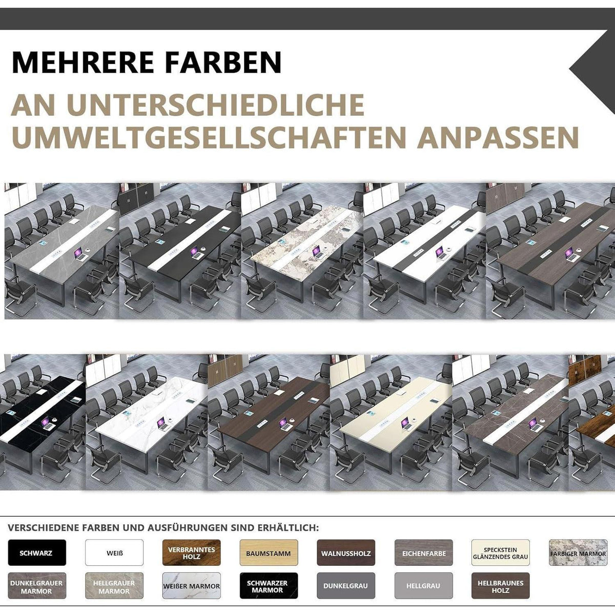 Konferenztisch M1 – Großes Besprechungstisch mit Kabelmanagement