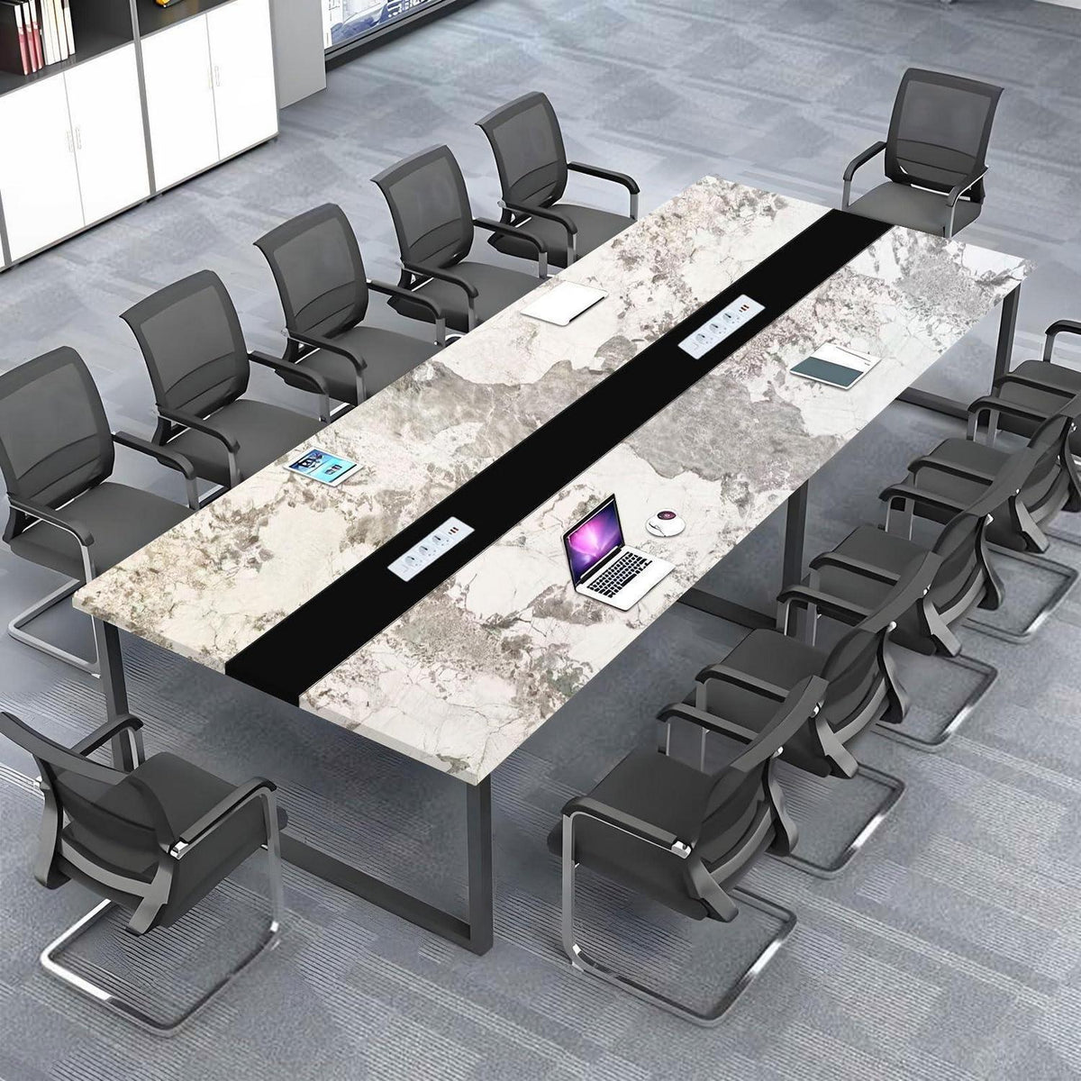 Konferenztisch H240x120cm – Modern, Kabeldurchführung, Büro & Meeting