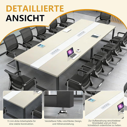 Konferenztisch H200*120cm – Modern, Kabeldurchführung & Stabil