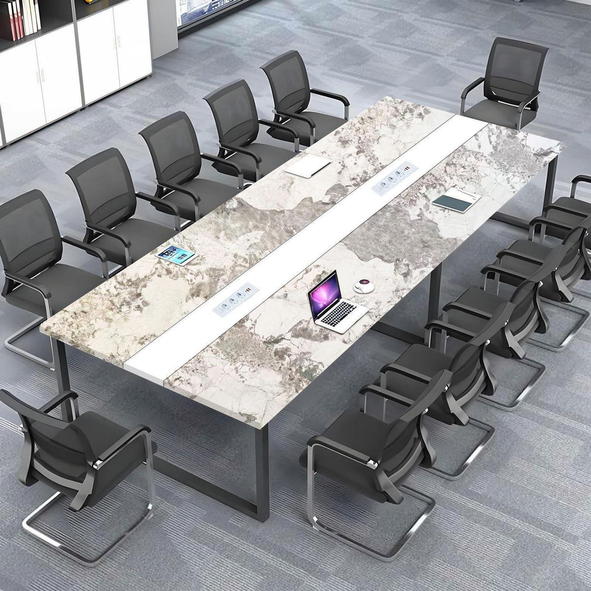Konferenztisch H1 400x80x74cm – Modern & Mit Kabeldurchführung