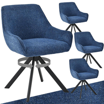 Drehbarer Esszimmerstuhl Set 4er – Dunkelblau, Chenille & Metall