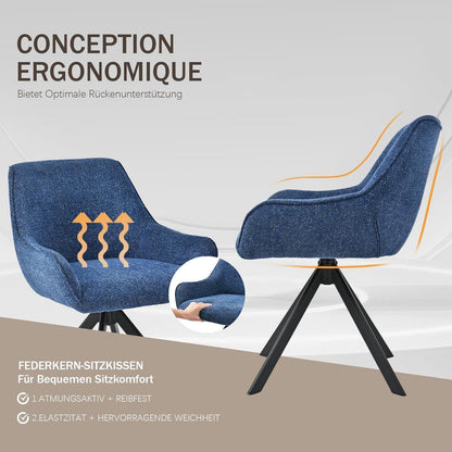 Drehbarer Esszimmerstuhl Set Dunkelblau – Modern & Komfortabel