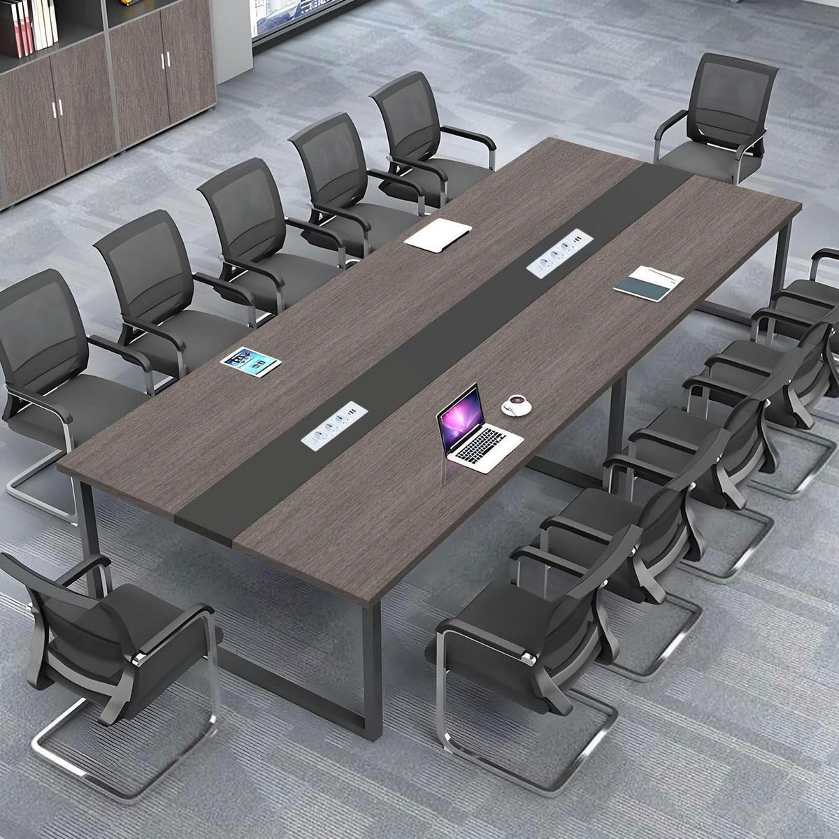 Konferenztisch F1 400x80cm – Modern, Kabeldurchführung, Büro & Konferenz