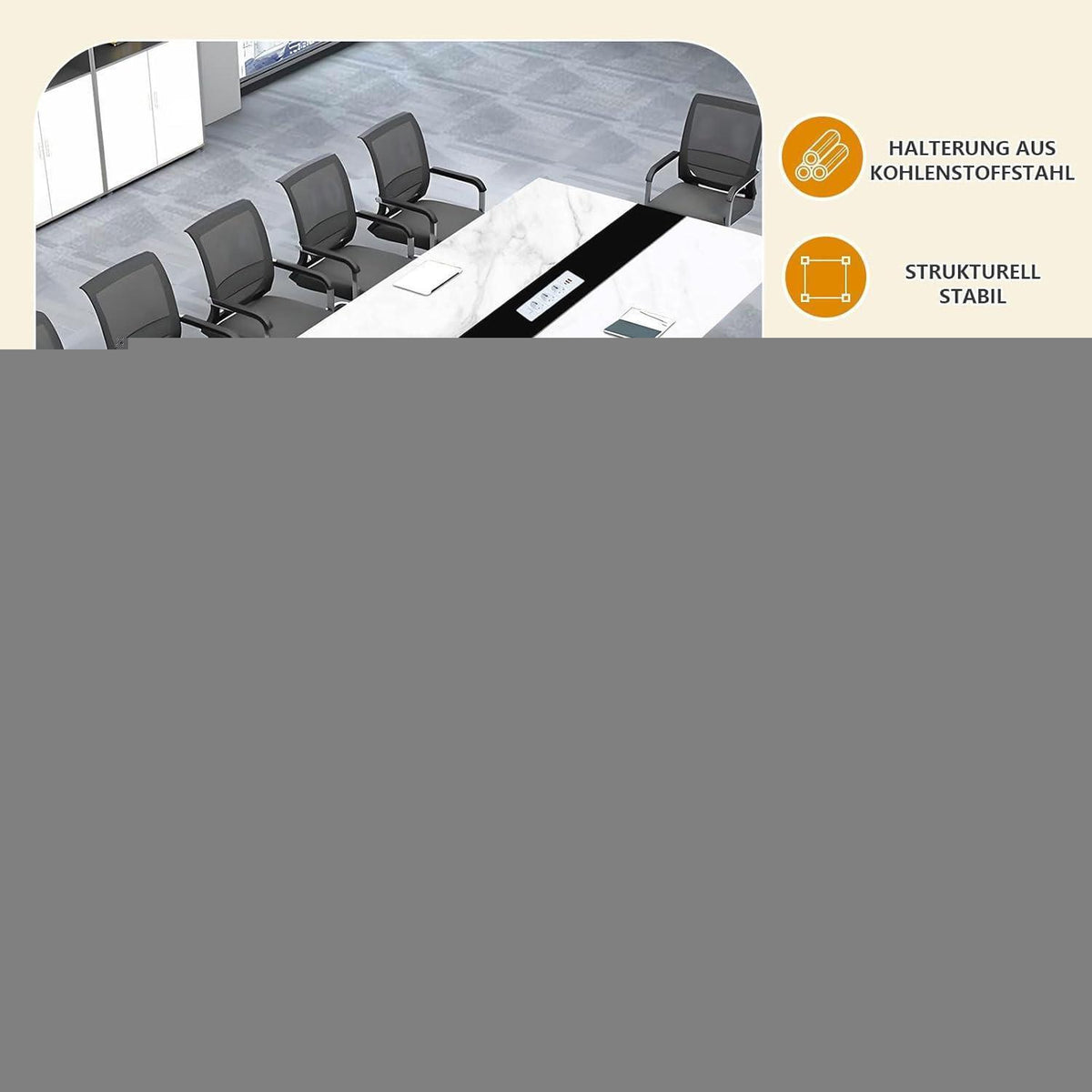 Konferenztisch F200 – Modern, Kabeldurchführung, Büro & Meeting