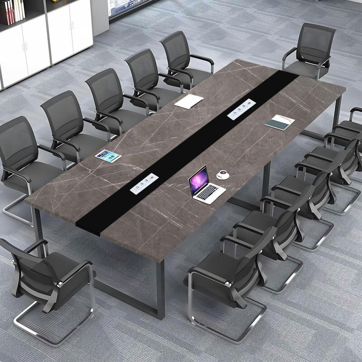 Konferenztisch 200x100cm mit Kabeldurchführung – Modern & Stabil
