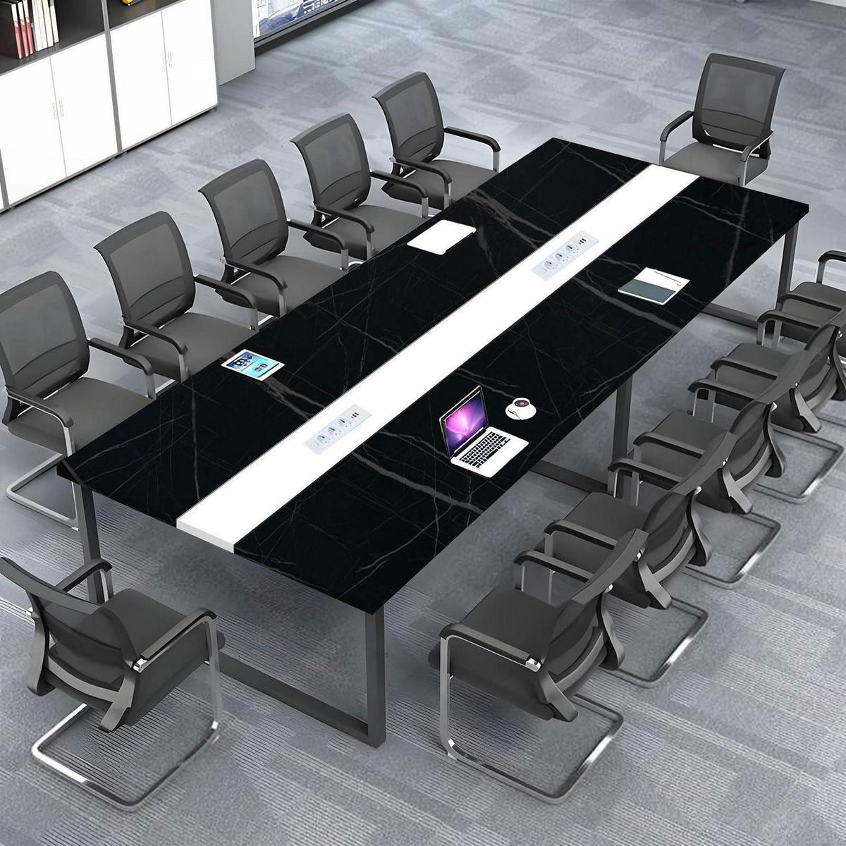 Konferenztisch L1 – Modern, Kabeldurchführung, 360x80x74cm