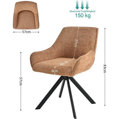 Drehbarer Esszimmerstuhl Set 4er – Chenille, Camelbraun
