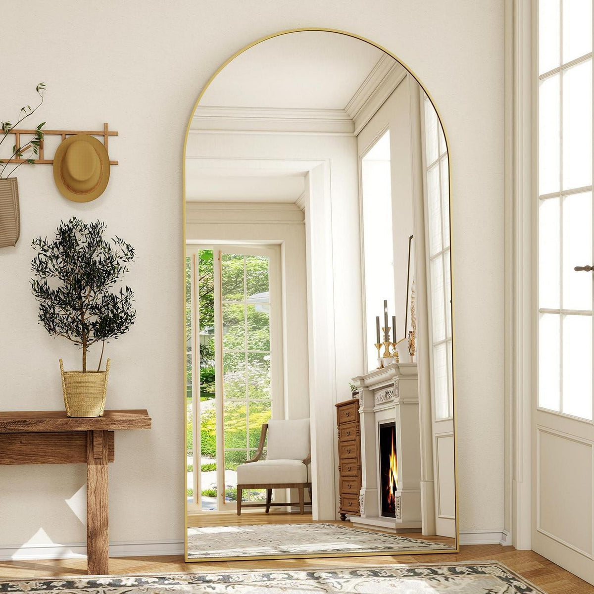 Ganzkörperspiegel Bogen Gold – 95x195cm, Stand- & Wandspiegel